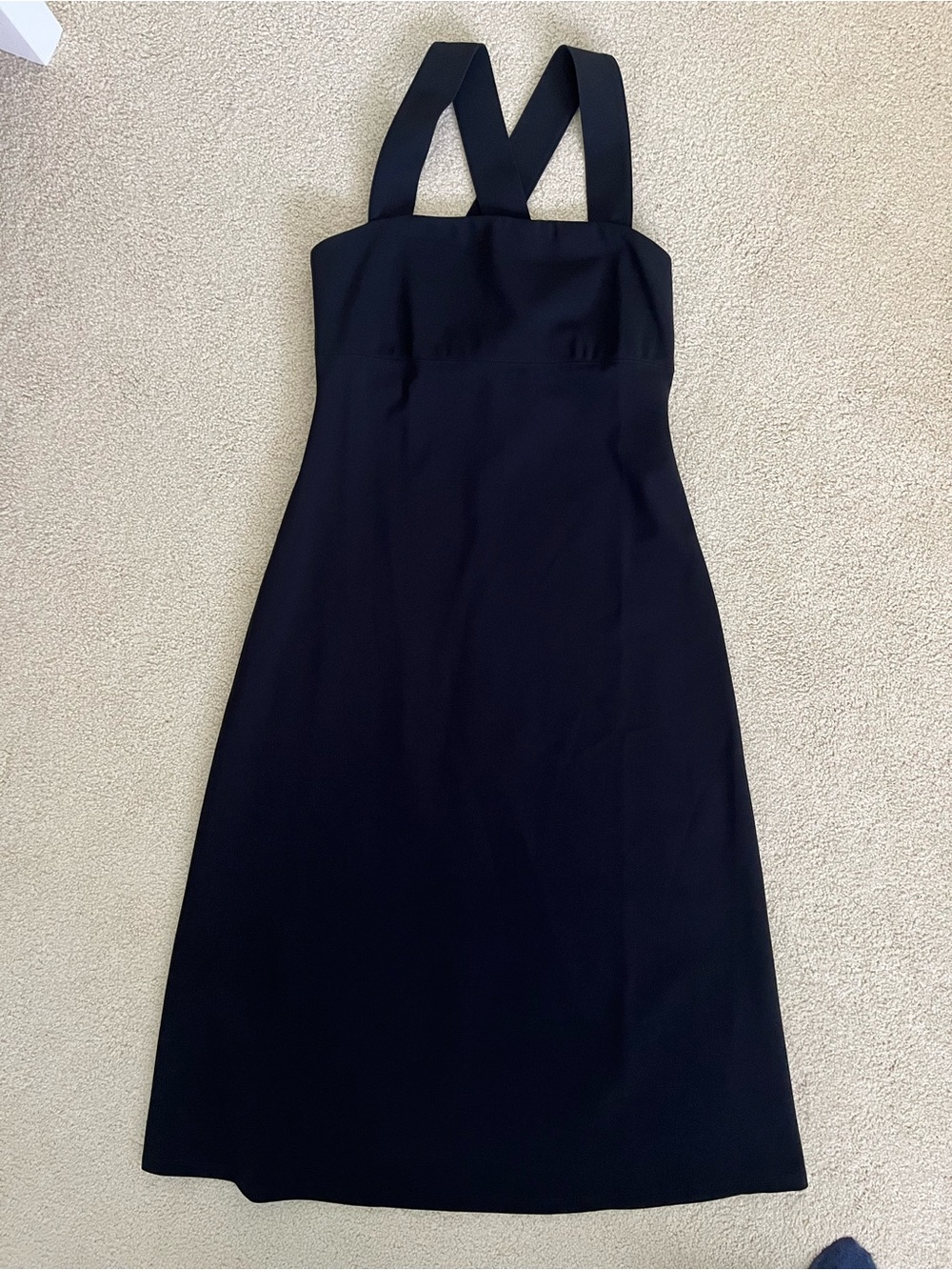 Theory Black Midi Dress with Crossback Straps